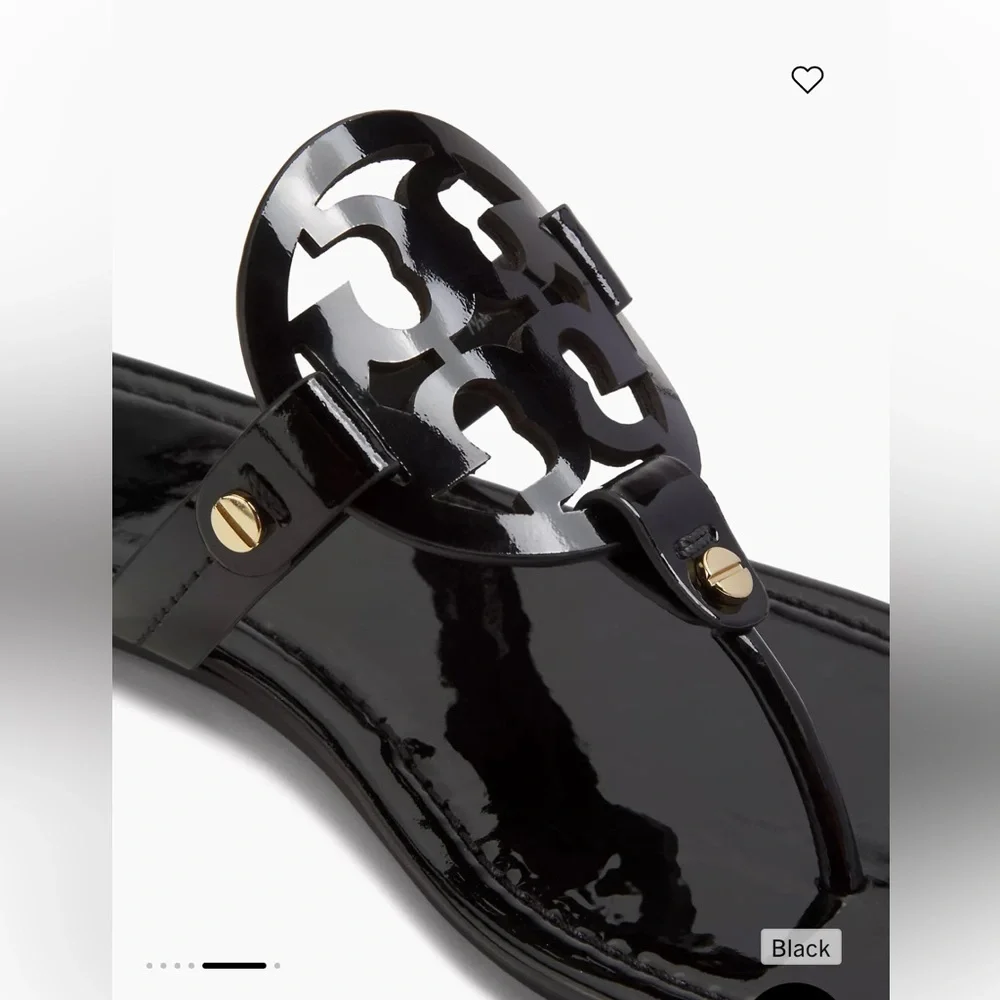 Tory Burch Miller Patent Leather Thong Sandals black size 7.5 gently worn